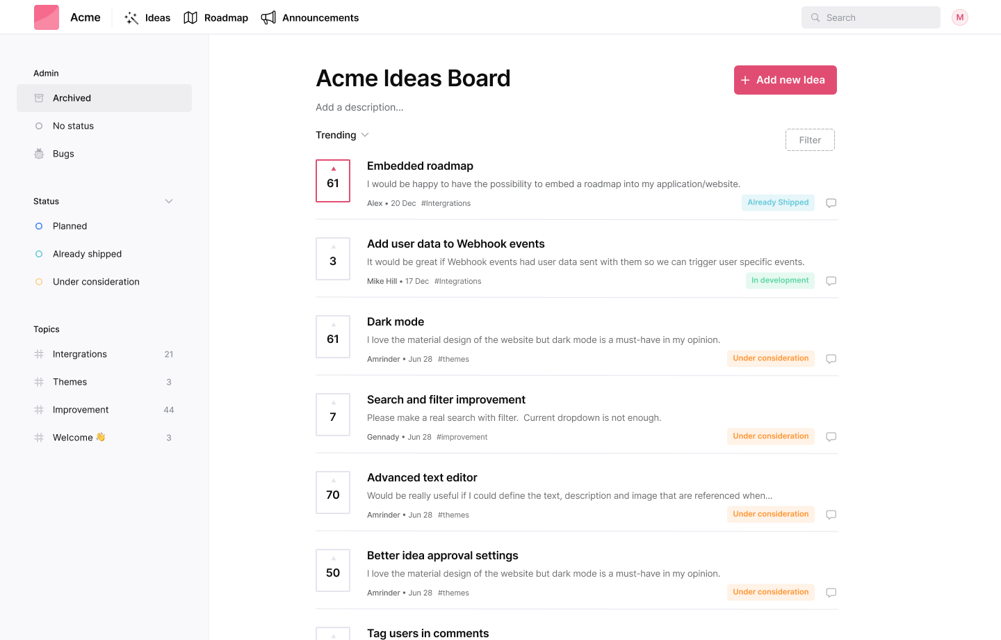 Feature Voting
