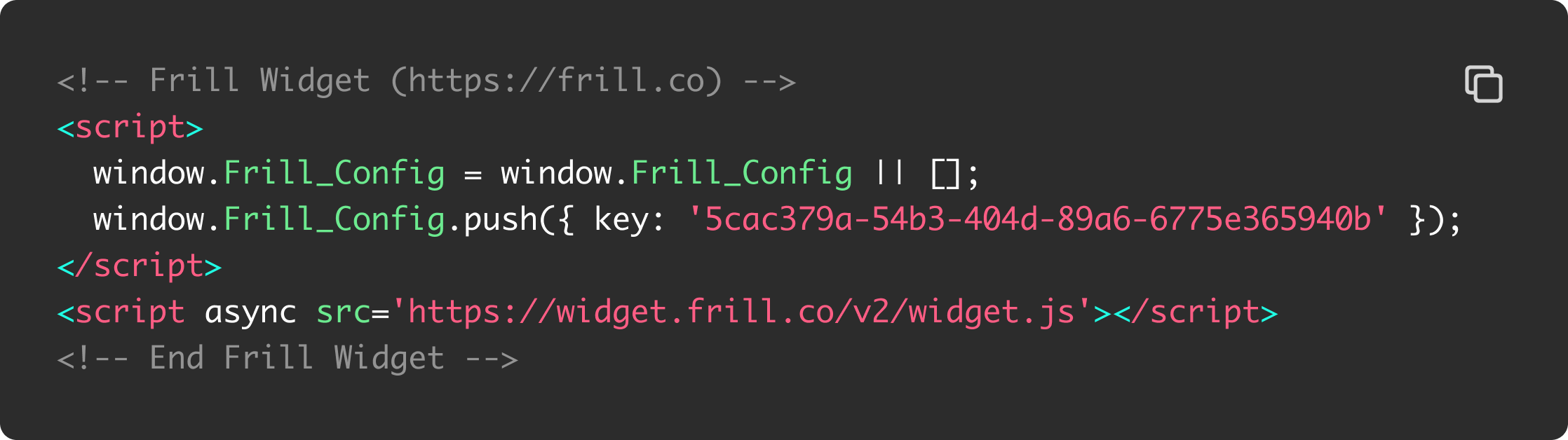 Widget code snippet